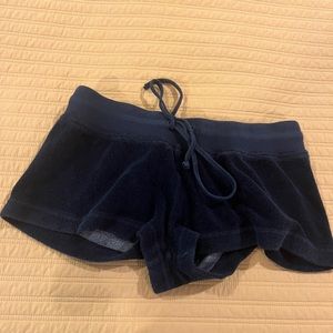 Hard tail low rise navy terry cloth shorts.